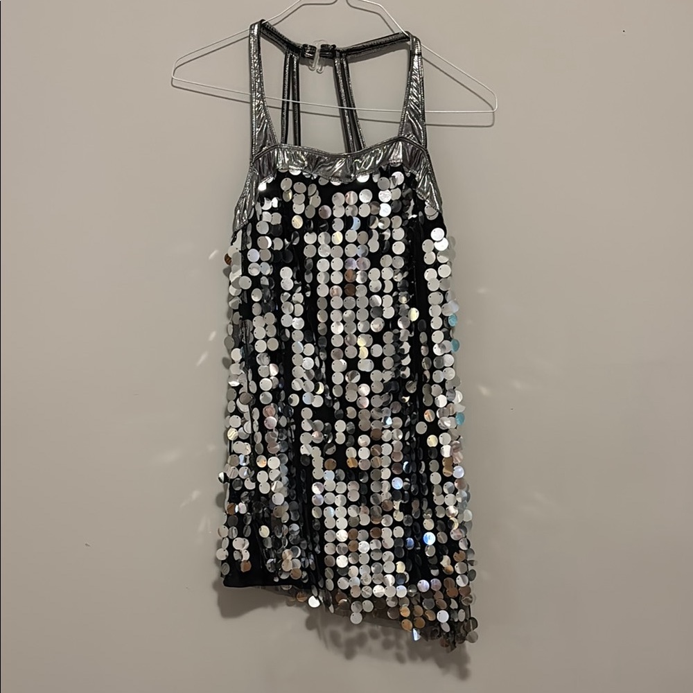 Revolution Black and Silver Sequin Halter Sheath Dress